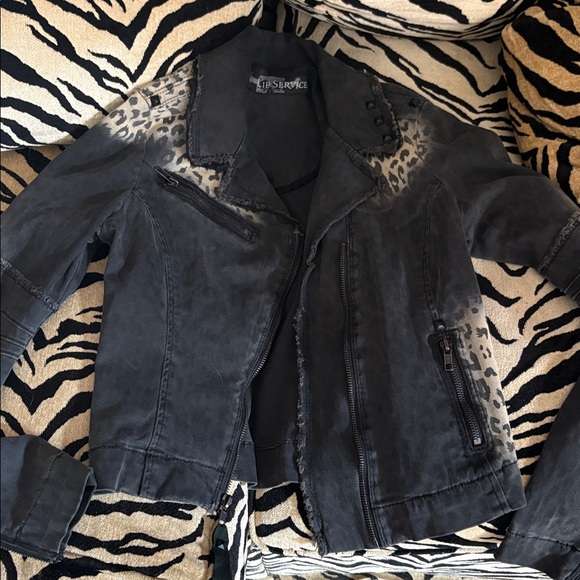 Lip Service Jackets & Blazers - Vintage Lip Service distressed soft denim animal print jacket